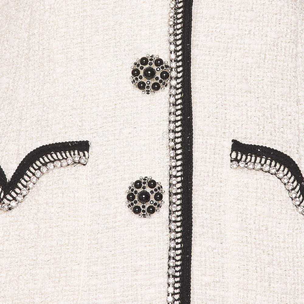 SOLD!SELF-PORTRAIT Metallic Tweed Crystal Embellished Boucle Longline Mini Dress - Picture 4 of 10